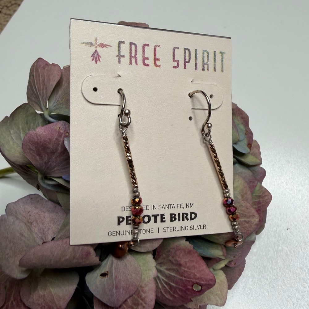 PEYOTE BIRD Free Spirit Earrings Silver Copper Stone Women's Dangle New